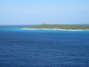 The beautiful blue water of Half Moon Cay, Bahamas
